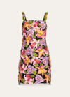 Carolina Herrera Floral Embroidered Mini Dress In Multi