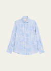 Brunello Cucinelli Palm Springs-jacquard Shirt In Blau