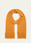 The Elder Statesman Fringe Cashmere Knit Scarf In Yellow