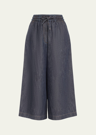 Loewe Logo-waistband Cropped Trousers In Black