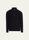 Iris Von Arnim Men's Stonewashed Cashmere Ribbed Half-zip Sweater In Black