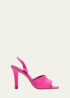 Manolo Blahnik Clotilde Silk Slingback Sandals In Pink