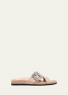 Manolo Blahnik Chilanghi Crystal-buckle Comfort Sandals In Pink