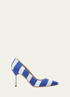 Manolo Blahnik Bb Stripe Cotton Stiletto Pumps