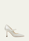 Manolo Blahnik Camparinew Mary Jane Stiletto Pumps In White