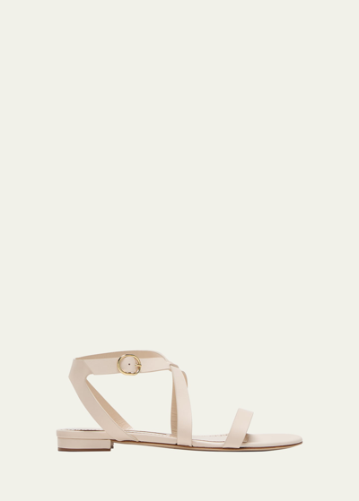 Manolo Blahnik Magalou Leather Sandals In Cream