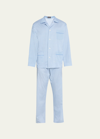 Emanuele Maffeis Men's Medallion-print Long Pajama Set In Blue