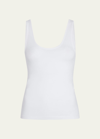 Another Tomorrow Slim Tank Top In White
