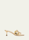 Manolo Blahnik Haribalmu Metallic Stiletto Slide Sandals In Gold