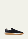 Loro Piana Men's Tennis Walk Suede Low-top Sneakers In Black