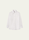 Loro Piana Men's Cotton Poplin Dress Shirt In White