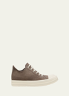Rick Owens Scarpe Pelle Low-top Leather Sneakers In Brown