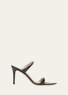 Gianvito Rossi Patent Dual-band Stiletto Slide Sandals In Black