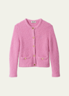 Miu Miu Cashmere Silk Boucle Long-sl In Pink