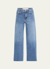Frame Le Palazzo Wide-leg Raw-hem Cropped Jeans In Blue