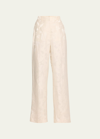 Lafayette 148 Gates Straight-leg Eco Flora Jacquard Pants In Pebble