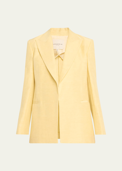 Lafayette 148 Open-front Peak-lapel Blazer In Yellow Yarrow