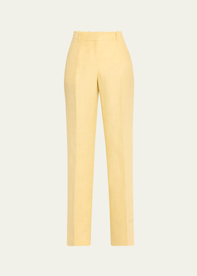 Lafayette 148 Linen-viscose Gates Pant In Yellow Yarrow