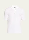 Iris Von Arnim Men's Cotton Knit Polo Shirt In White