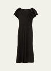 Jason Wu Collection A-line Midi Dress With Beaded Shoulder Details In Black
