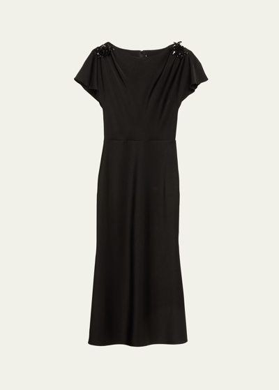 Jason Wu Collection A-line Midi Dress With Beaded Shoulder Details