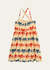 Bobo Choses Girl's Ribbon Bow Woven Linen-blend Dress
