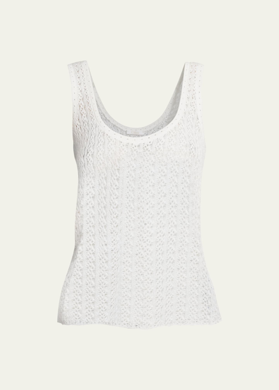 Chloé Lace-knit Silk-linen Tank Top In White