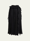 CHLOÉ A-LINE BRODERIE ANGLAISE KNIT SKIRT WITH CASCADING RUFFLES