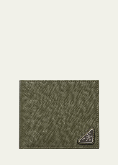 Prada Saffiano Leather Wallet In Loden Green