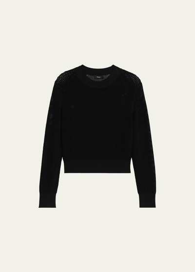 Theory Mini Pointelle Stitch Long-sleeve Pullover Top