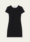 Theory Short-sleeve Bicolor Sheath Mini Dress In Black