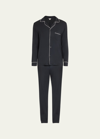 Eberjey Men's William Long-sleeve Pajama Set In Black/ivor