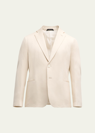 Giorgio Armani Men's Textured Silk Sport Coat In Fancy Beige