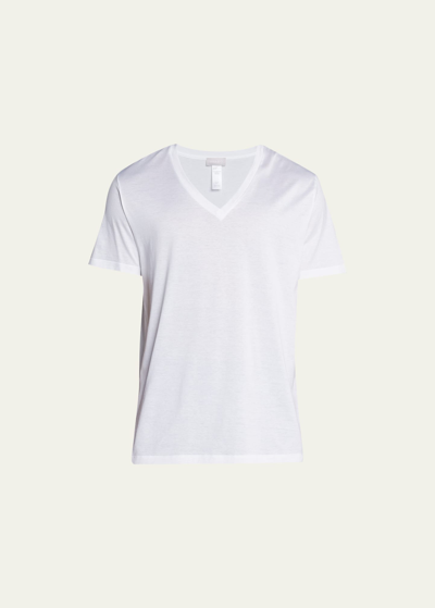 Hanro Cotton Sporty V-neck T-shirt In White