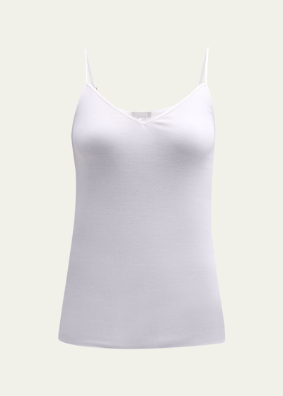 Hanro Seamless Cotton V-neck Camisole In Gray