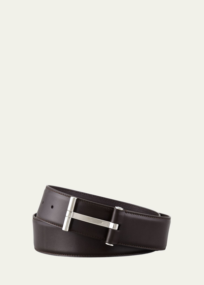 Tom Ford Men's Leather T-buckle Belt, Brown