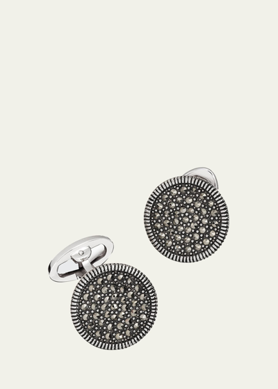 Jan Leslie Round Marcasite Cuff Links, Gray In Metallic