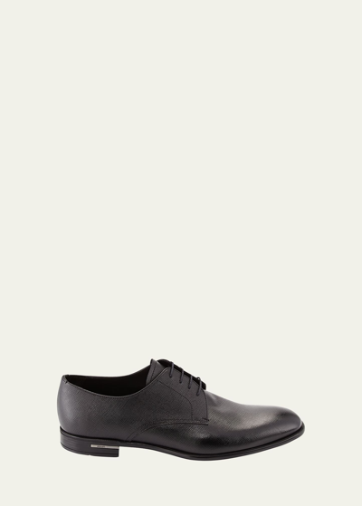 Prada Men's Saffiano Leather Lace-ups In Black