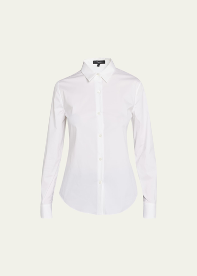 Theory Tenia Long-sleeve Blouse In White