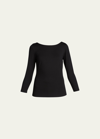 Akris Punto Three-quarter-sleeve Jersey Top In Black