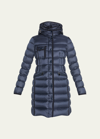 Moncler Hermine Hooded Puffer Jacket In Blue