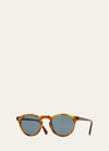 Oliver Peoples Gregory Peck Round Plastic Sunglasses, Brown/tortoise