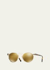 Oliver Peoples Gregory Peck 47 Round Sunglasses, Yellow In Gold