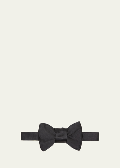 Charvet Men's Satin Pre-tied Bow Tie In Black
