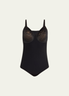 Wacoal Visual Effects Mesh-top Bodysuit In Black