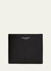 Saint Laurent Leather Bifold Billfold Wallet With Crocodile Embossing