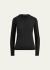 Polo Ralph Lauren Long-sleeve Cashmere Crewneck Sweater, Black In Blue