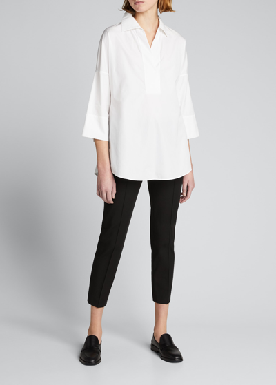 Akris Punto Elements Kimono-sleeve Blouse, Black In White