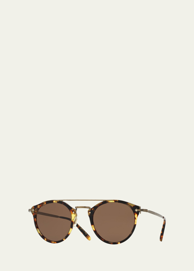 Oliver Peoples Remick Monochromatic Brow-bar Sunglasses, Brown