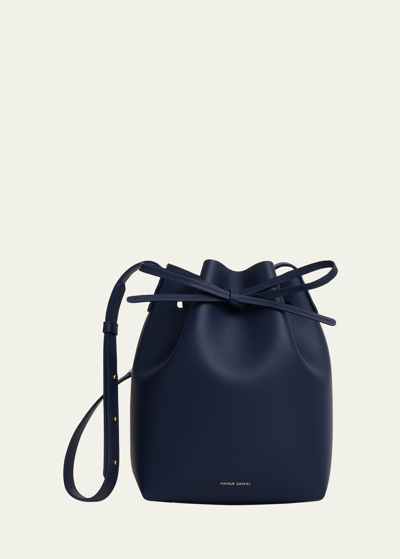 Mansur Gavriel Mini Calf Leather Bucket Bag In Blue